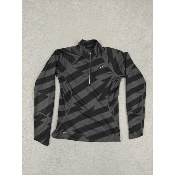 Nike Dri-FIT Half Zip Pullover Womens XS Black Lightning Running 352148-011 - Picture 1 of 13